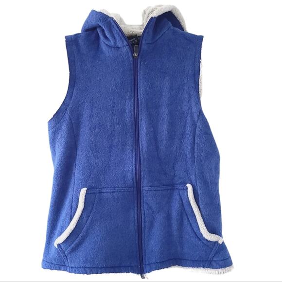 Kuhl Jackets & Blazers - Kuhl Hooded Vest Large Women Blue Sleeveless Coat Zip Up Alfpaca Acrylic Polyest